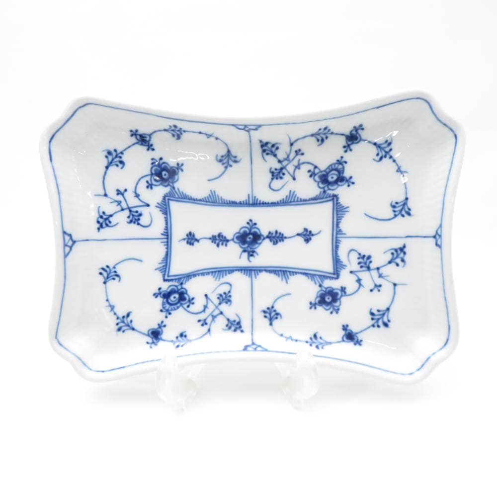 未使用 ROYAL COPENHAGEN ロイヤルコペンハーゲン ブルーフルーテッド プレイン スクエアプレート 1枚 23cm 皿 長方形 中皿 ディッシュ SM4066F2 【中古】