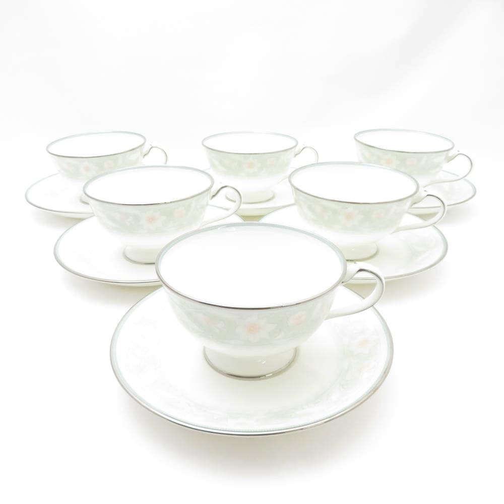美品 Noritake ノリタケ フェアモント FAIRMONT ティーカップ＆ソーサー 6客 セット SY12571F2 【中古】
