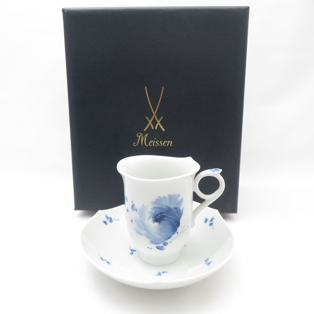 美品 MEISSEN マイセン 青い花 コーヒーカップ＆ソーサー 614701 SO3327L1 【中古】