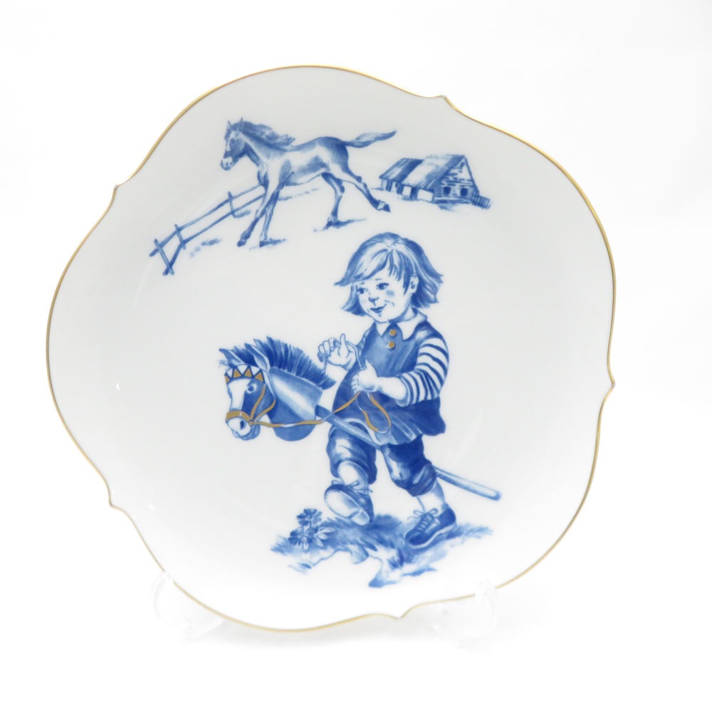 美品 MEISSEN マイセン 2002年 仔馬のギャロップ 中皿 イヤープレート インテリア 飾り皿 SO3328L1 【中古】