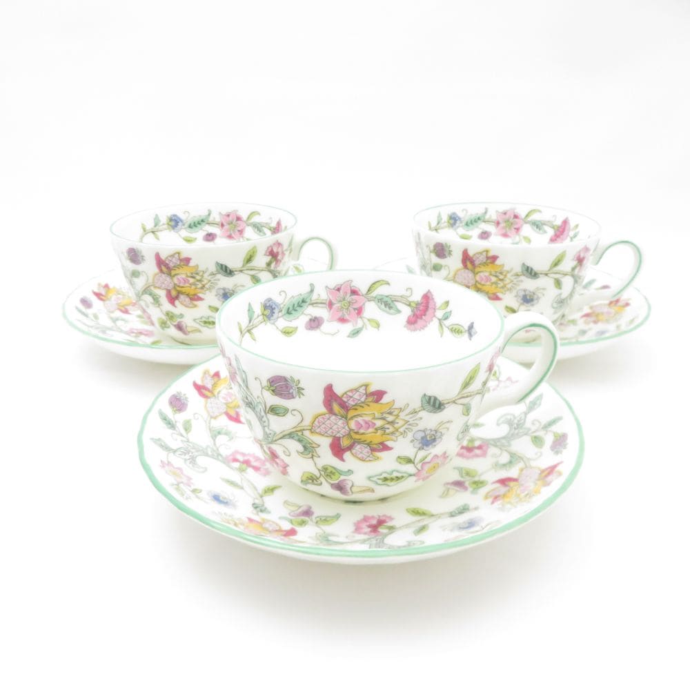 MINTON ミントン ハドンホール ティーカップ＆ソーサー 3客 セット 花柄 フラワー 紅茶 SU12226H2 【中古】