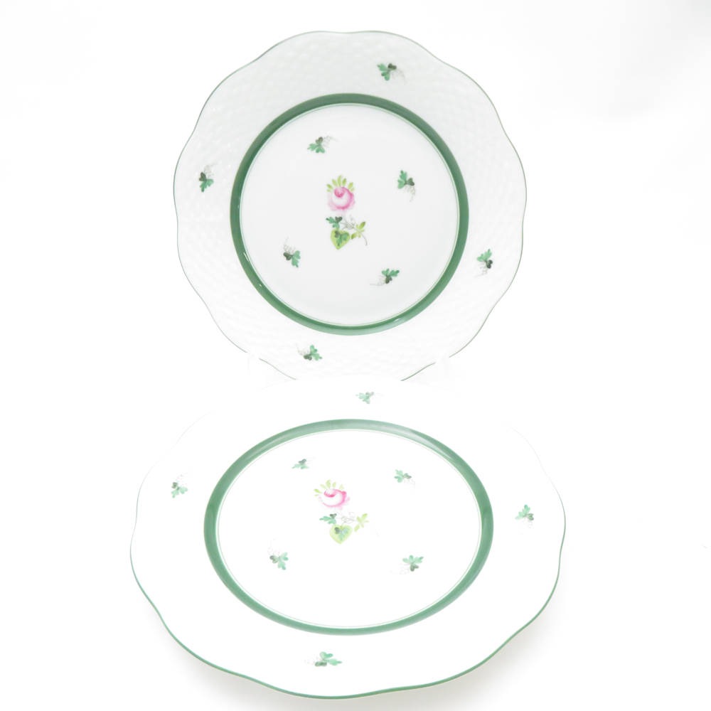 美品 Herend ヘレンド ウィーンの薔薇 517 VRH 中皿 2枚 19cmプレート ペア デザート ケーキ SY12588H1 【中古】