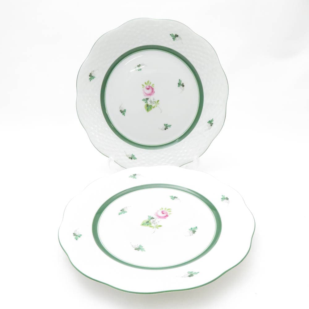 美品 Herend ヘレンド ウィーンの薔薇 517 VRH 中皿 2枚 19cmプレート ペア デザート ケーキ SY12589H1 【中古】