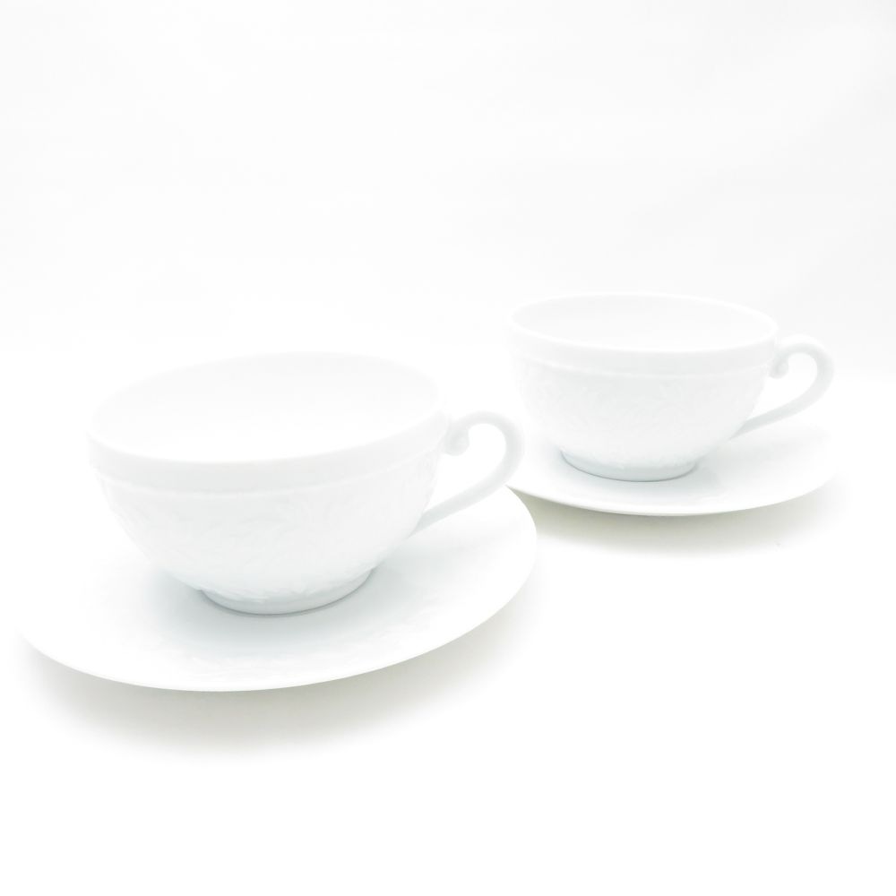 美品 BERNARDAUD LIMOGES ベルナルドリモージュ LOUVRE ルーブル カップ＆ソーサー 2客 ペア モーニング SY12680D1 【中古】