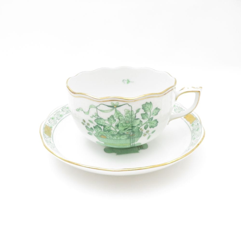 美品 Herend ヘレンド 清の花籠 CN 00724 ティーカップ＆ソーサー 1客 200ml SC7759B1 【中古】