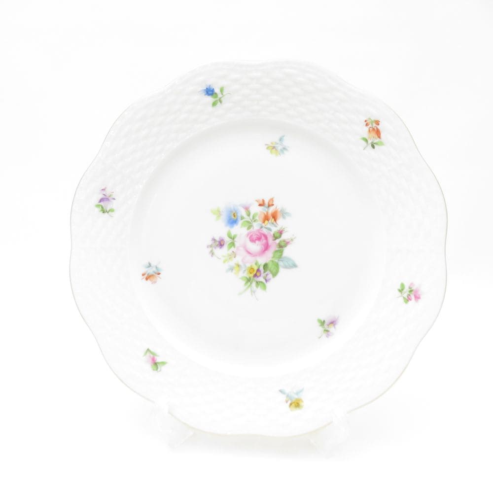 美品 Herend ヘレンド サックスブーケ 中皿 1枚 19cmプレート パン ケーキ デザート SM4109B1 【中古】