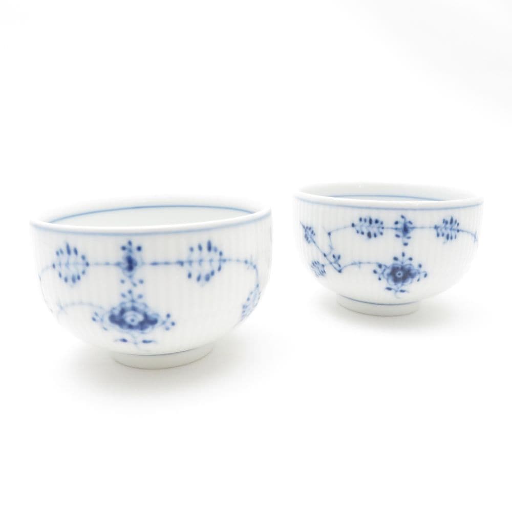 未使用 ROYAL COPENHAGEN ロイヤルコペンハーゲン ブルーフルーテッドプレイン 湯呑 2点 ペア ジャパニーズカップ 湯のみ SC7816B2 【中古】