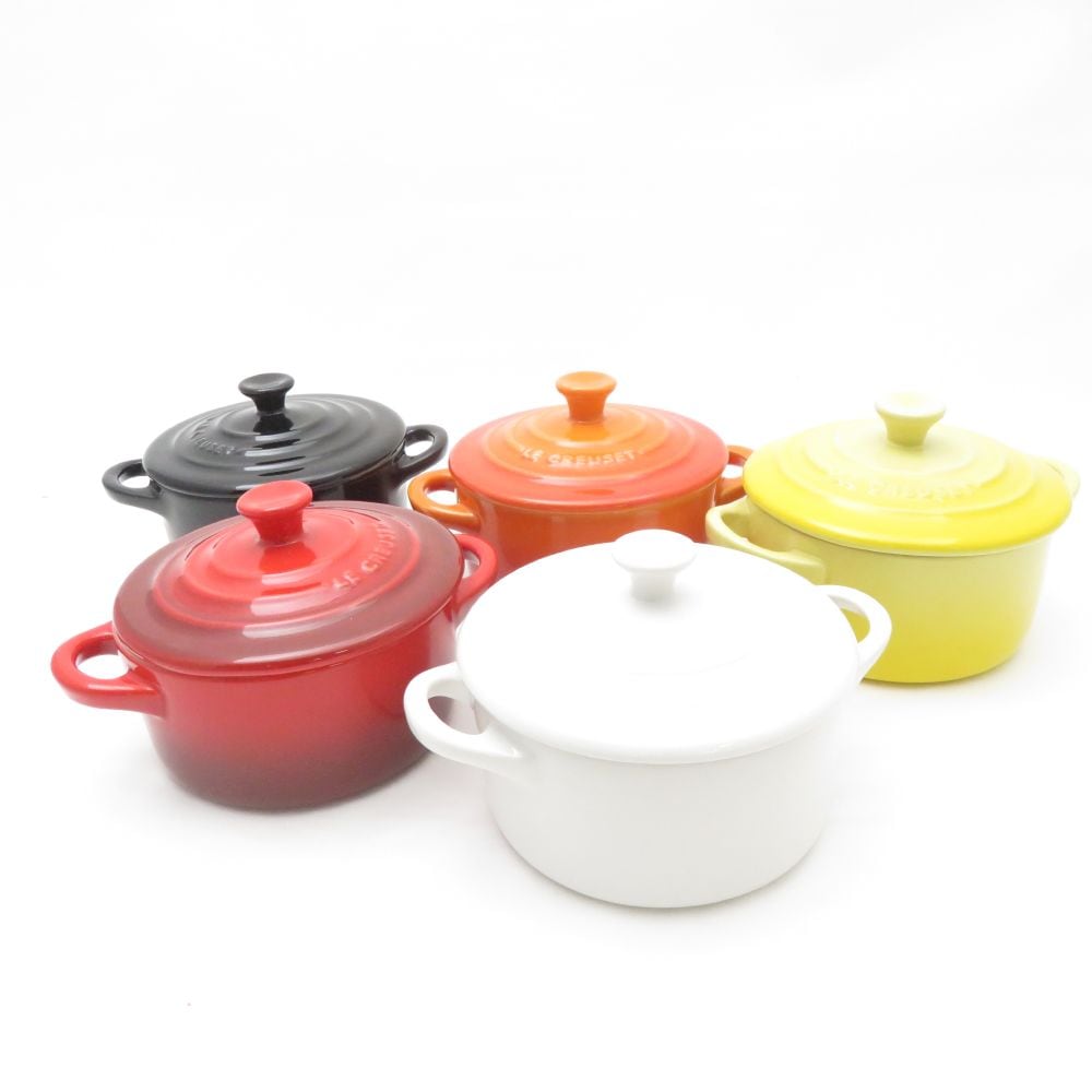 美品 Le Creuset ルクルーゼ ミニココット 5点 セット 鍋 ラウンド型 蓋付 料理 調理器具 SU12358P1 【中古】