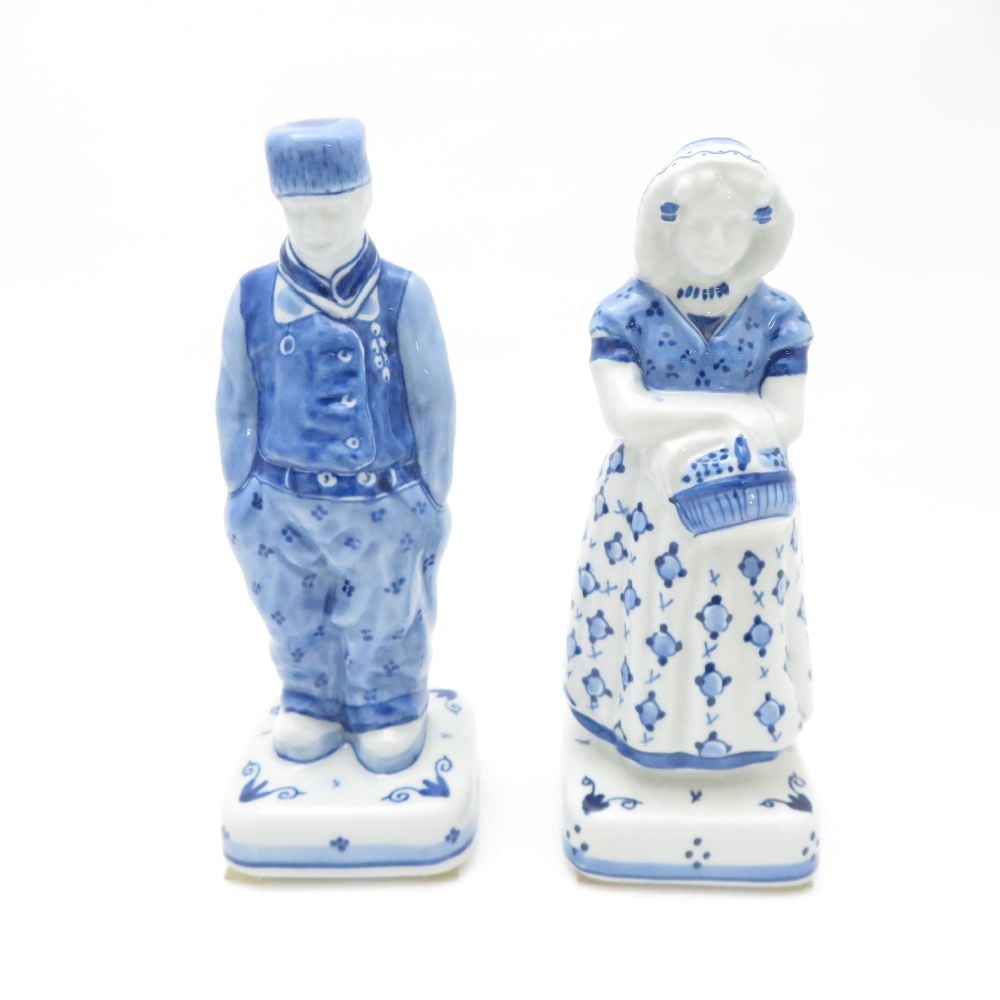 美品 ROYAL DELFT ロイヤル デルフト ファーマーと妻 The Original Blue Farm couple (small) フィギュリン 2点 セット 農家 夫婦 置物 陶器人形 オブジェ SU12124X2 【中古】
