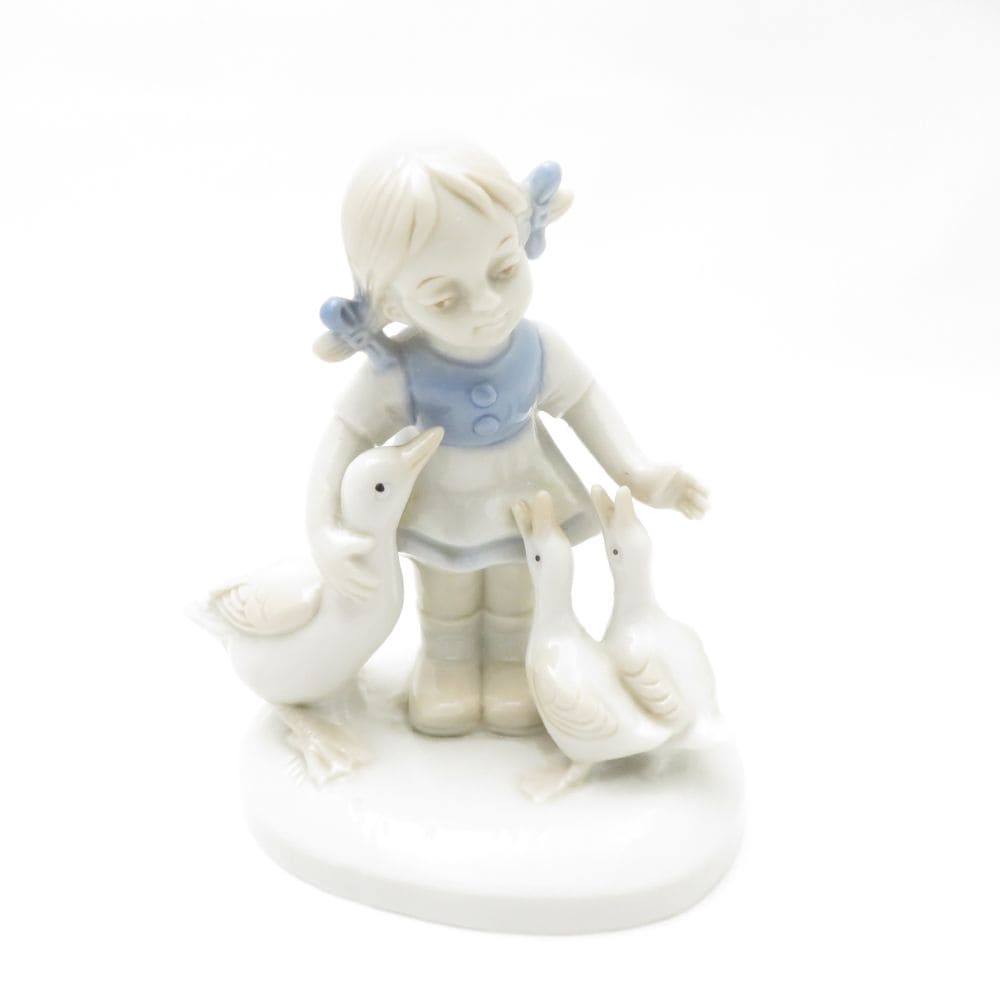 美品 Lippelsdorf リッペルスドルフ Grafenthal Lippelsdorf GDR フィギュリン 1点 少女 ガール ダック 置物 オブジェ ドイツ SU12125X2 【中古】