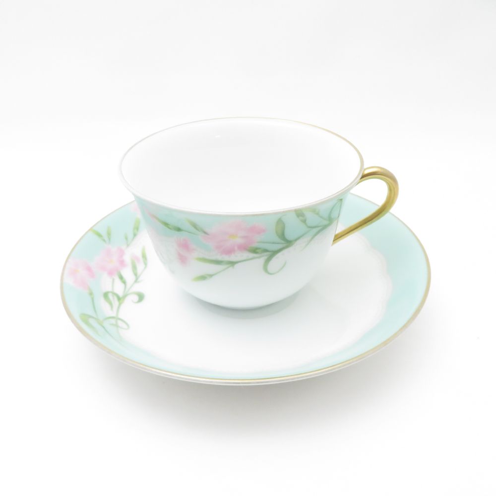 OKURA 大倉陶園 鈴蘭 撫子 スズラン ナデシコ すずらん なでしこ カップ＆ソーサー ティー コーヒー 金彩 花 希少 レア SU12406J1 【中古】