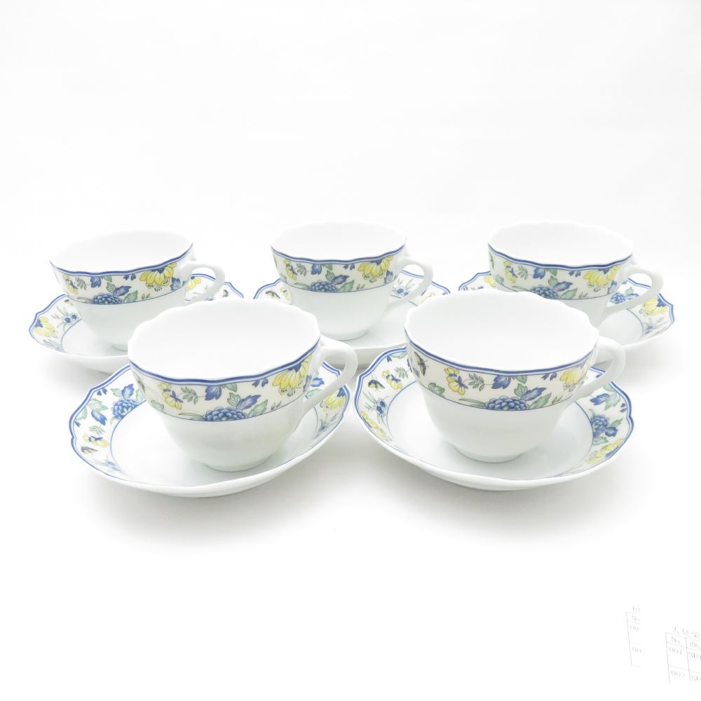 美品 HUTSCHENREUTHER フッチェンロイター パピヨン カップ＆ソーサー 5客 セット ティー コーヒー 蝶 花柄 フラワー SU12408L1 【中古】