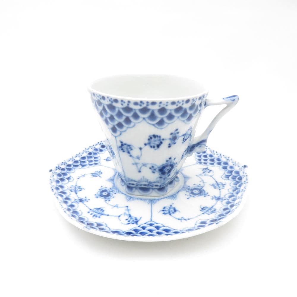 美品 ROYAL COPENHAGEN ロイヤルコペンハーゲン ブルーフルーテッドフルレース コーヒーカップ＆ソーサー 1客 顔付 SC7956H1 【中古】