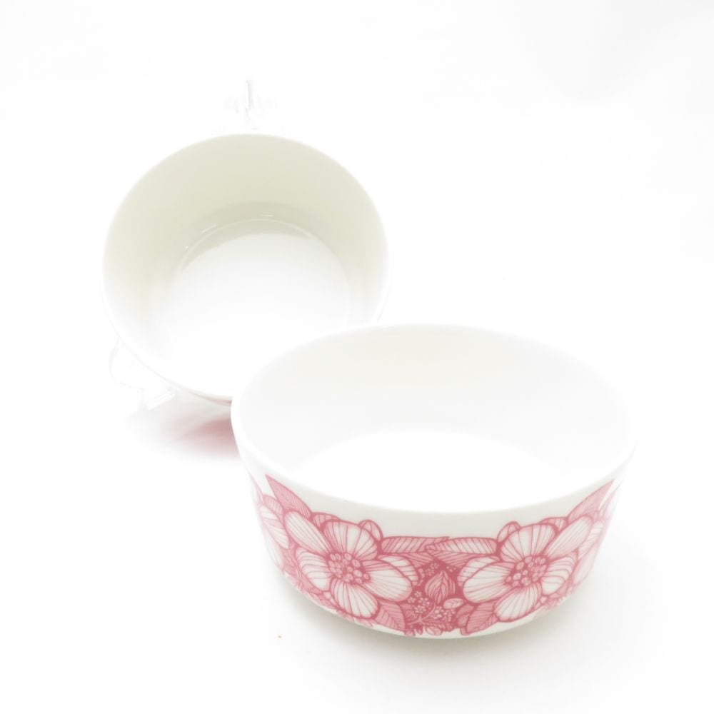 美品 ARABIA アラビア Huvila フヴィラ サラダボウル 2点 ペア 深皿 花柄 12cm ST506P1 【中古】