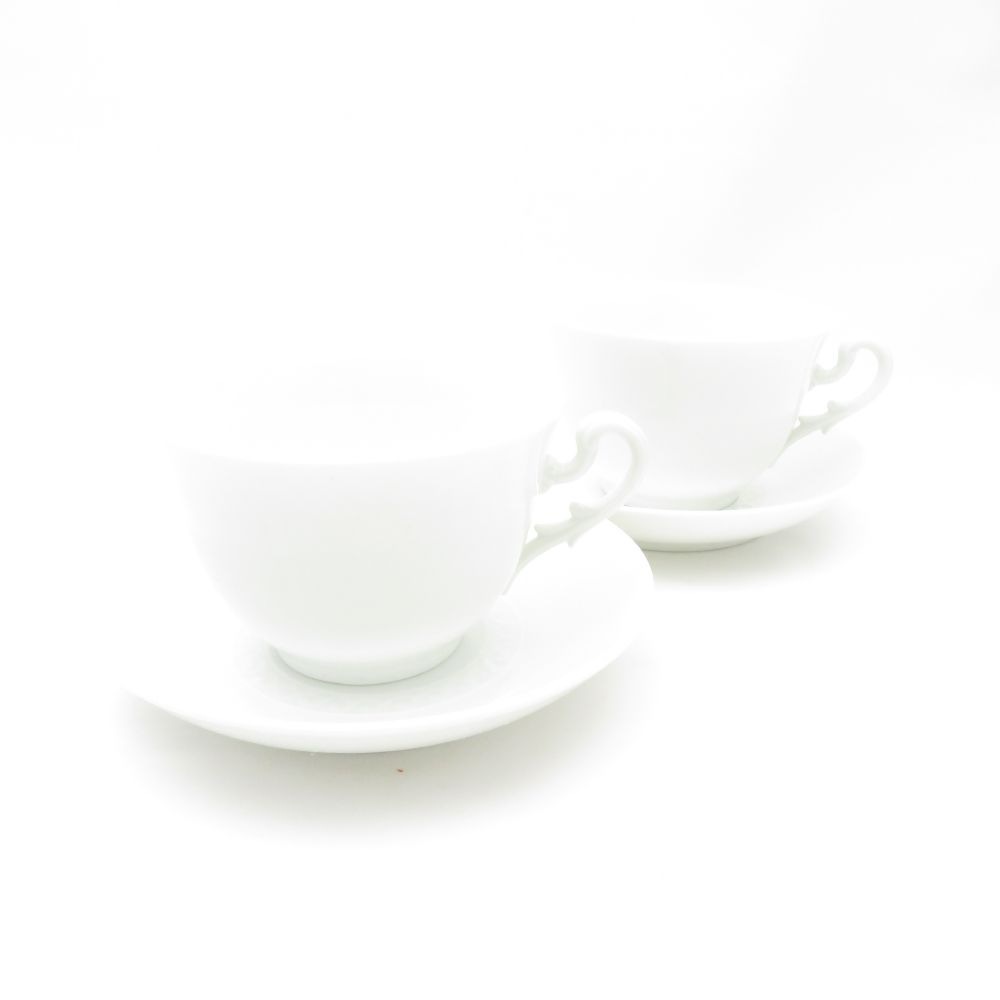 Richard Ginori リチャードジノリ ミュージオ ホワイト カップ＆ソーサー 2客 ペア ティー コーヒー SU12485H2 【中古】