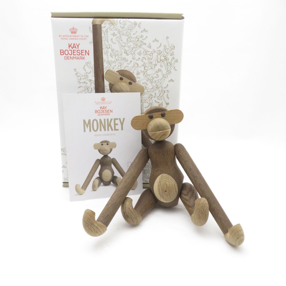 美品 KAY BOJESEN DENMARK カイボイスンデンマーク MONKEY モンキー S スモール チーク フィギュリン チーク材 リンバ材 木製 猿人形 置物 北欧オブジェ インテリア SU12551B4 【中古】