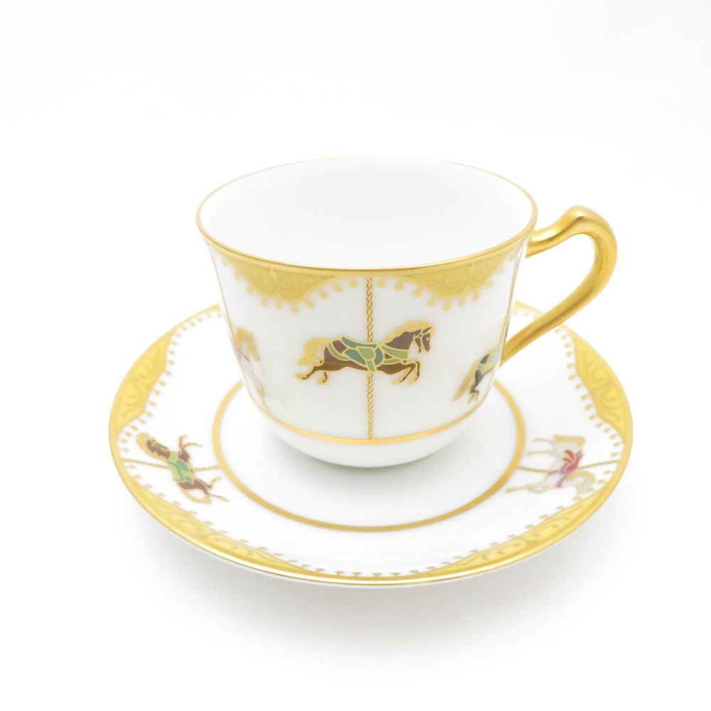 未使用 OKURA 大倉陶園 うまくゆく 回転木馬 コーヒーカップ＆ソーサー SC8012V1 【中古】