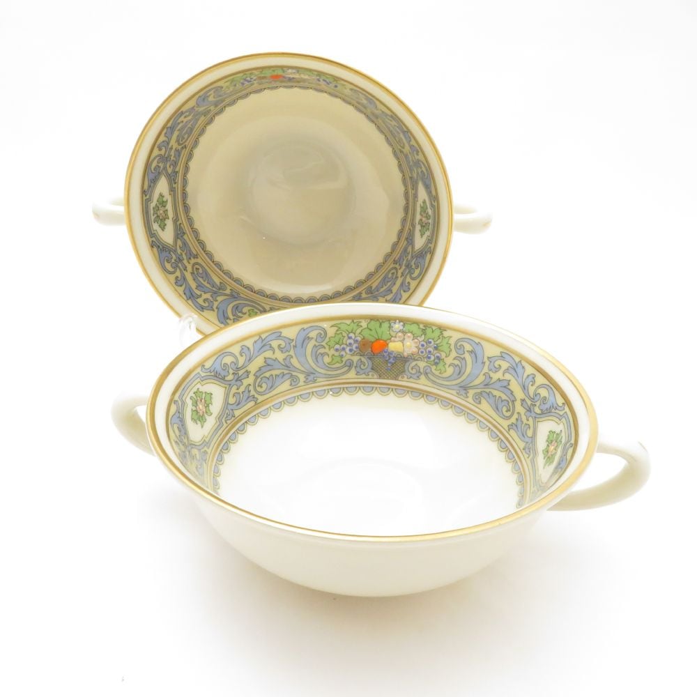 美品 LENOX レノックス AUTUMN オータム スープカップ 2点 ペア ダブルハンドル クリーム USA SU12437B1 【中古】