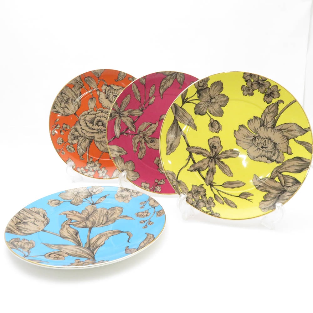 美品 WEDGWOOD ウェッジウッド VIBRANCE バイブランス 中皿 4枚 セット 20cmプレート 花柄 テーブルウェア SU12600S2 【中古】