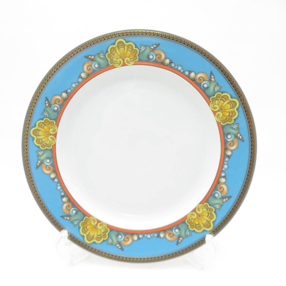 美品 VERSACE × Rosenthal ヴェルサーチ×ローゼンタール Le Tresors de la Mer レ トレゾール ドゥ ラ メール 中皿 1枚 22cmプレート 海 アントレ 希少 レア SU12607S2 【中古】