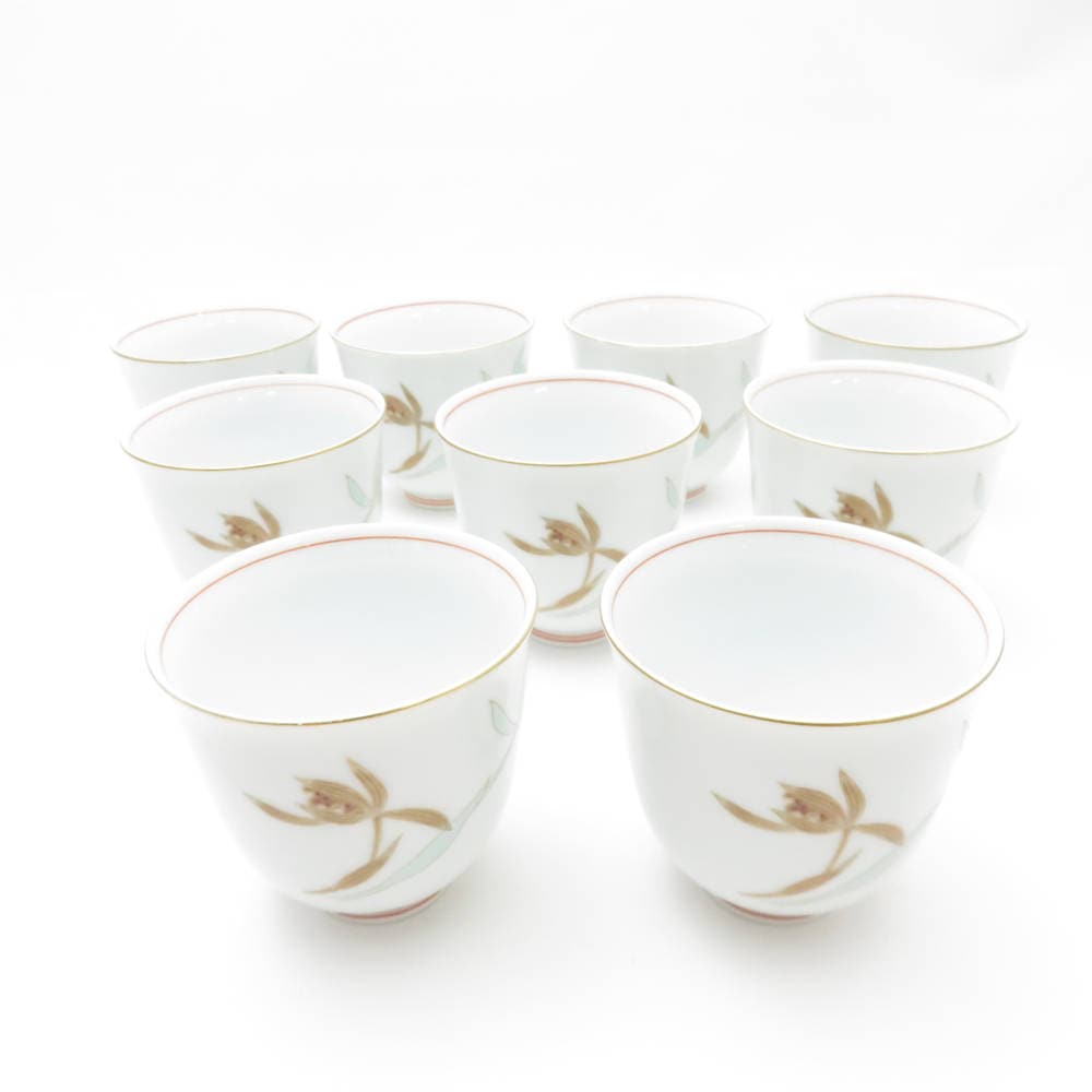 Fukagawa Seiji 深川製磁 湯呑み 9点 セット 番茶碗揃 SY12777B2 【中古】