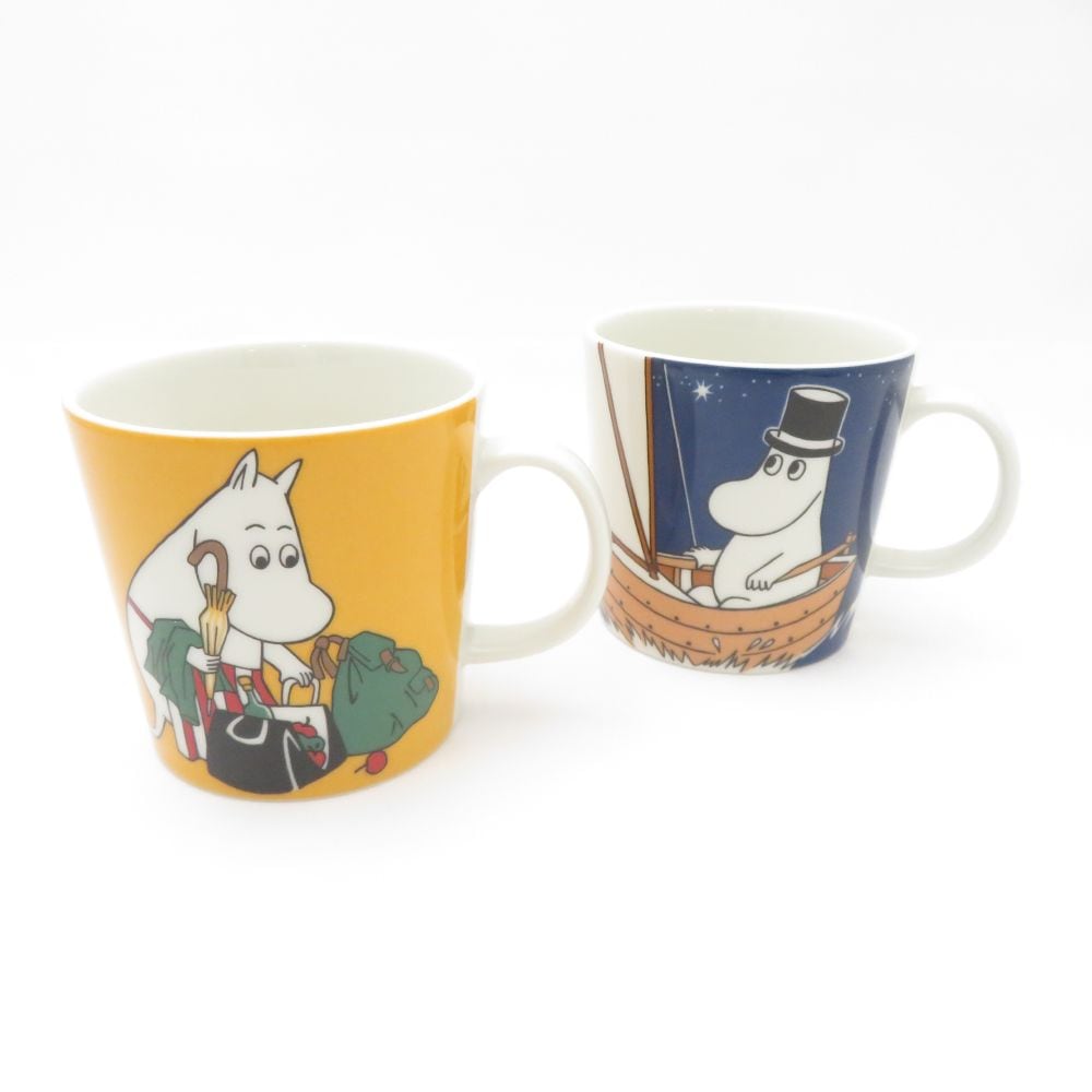 美品 ARABIA アラビア ムーミンパパ ムーミンママ マグカップ 2点 ムーミンマグ 旧ロゴ 北欧 SO3474D2 【中古】