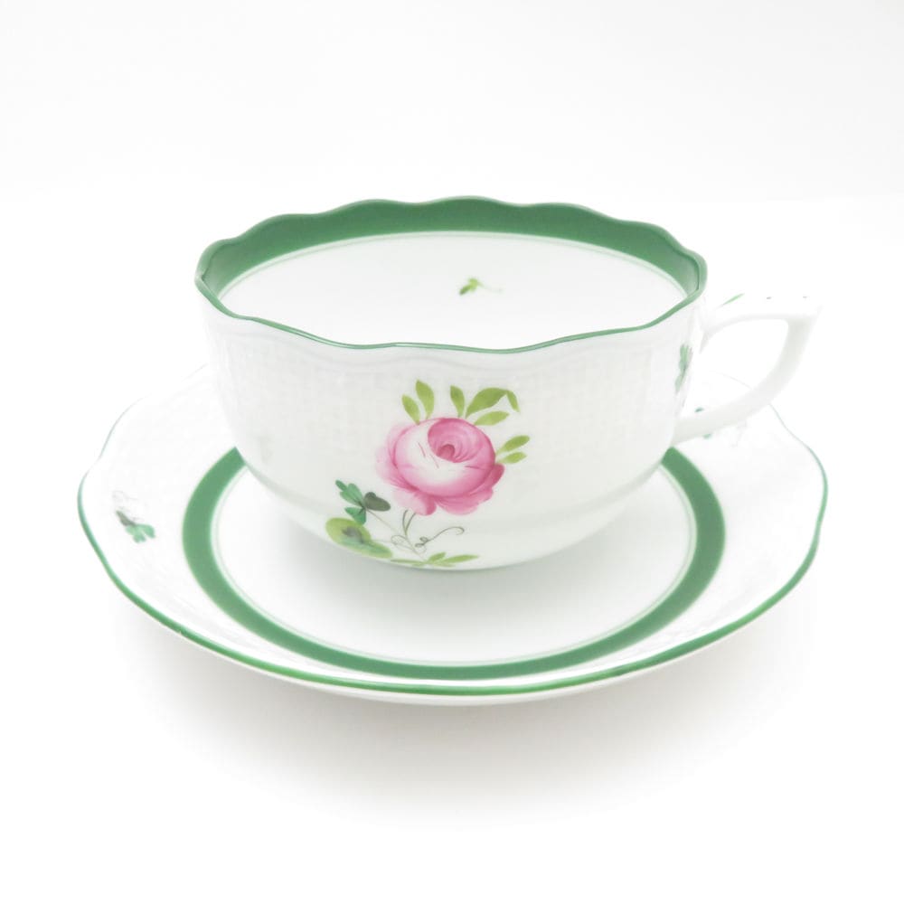 美品 Herend ヘレンド ウィーンの薔薇 VRH ティーカップ＆ソーサー バラ ローズ SC8130J2 【中古】