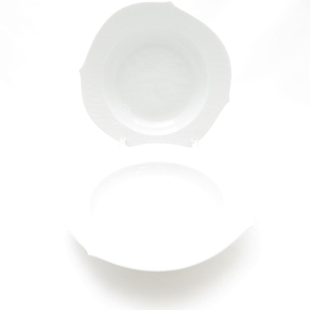 美品 MEISSEN マイセン 波の戯れ ホワイト 29488 スープ皿 2枚 白磁 ペア 23cmプレート 深皿 ディープ パスタ SU12664E1 【中古】