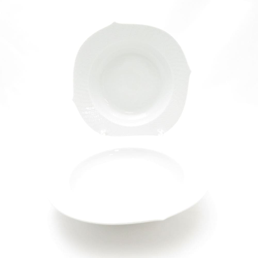 美品 MEISSEN マイセン 波の戯れ ホワイト 29488 スープ皿 2枚 白磁 ペア 23cmプレート 深皿 ディープ パスタ SU12665E1 【中古】