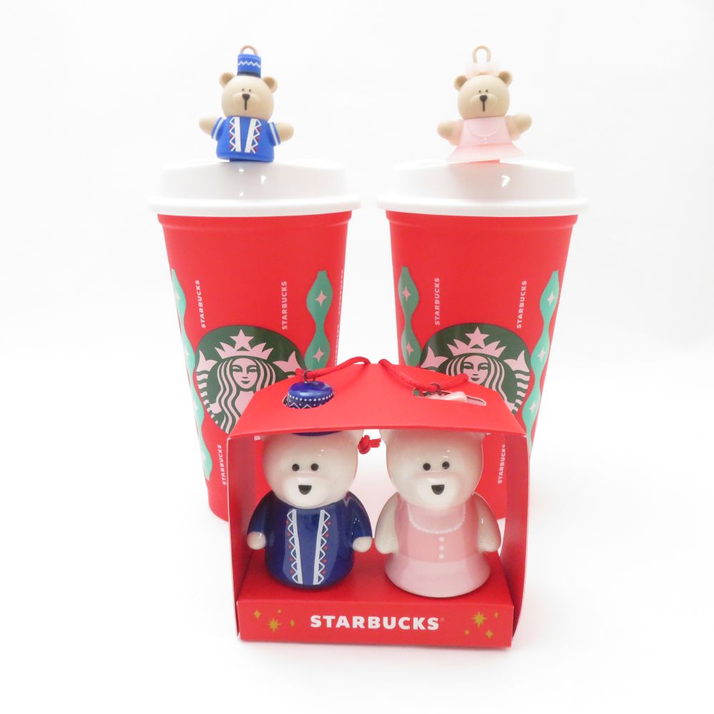 未使用 STARBUCKS スターバックス ホリデー2022 リユーザブルカップ オーナメント 3点 セット 473ml スタバ SC8057D1 【中古】