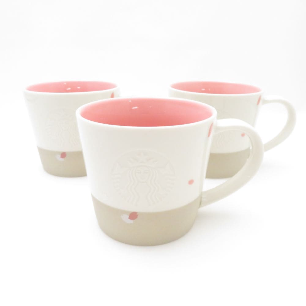 未使用 STARBUCKS スターバックス さくら2017 クレイ マグカップ 3点 陶器 セット 355ml カップ 桜 SAKURA スタバ SC8094E2 【中古】