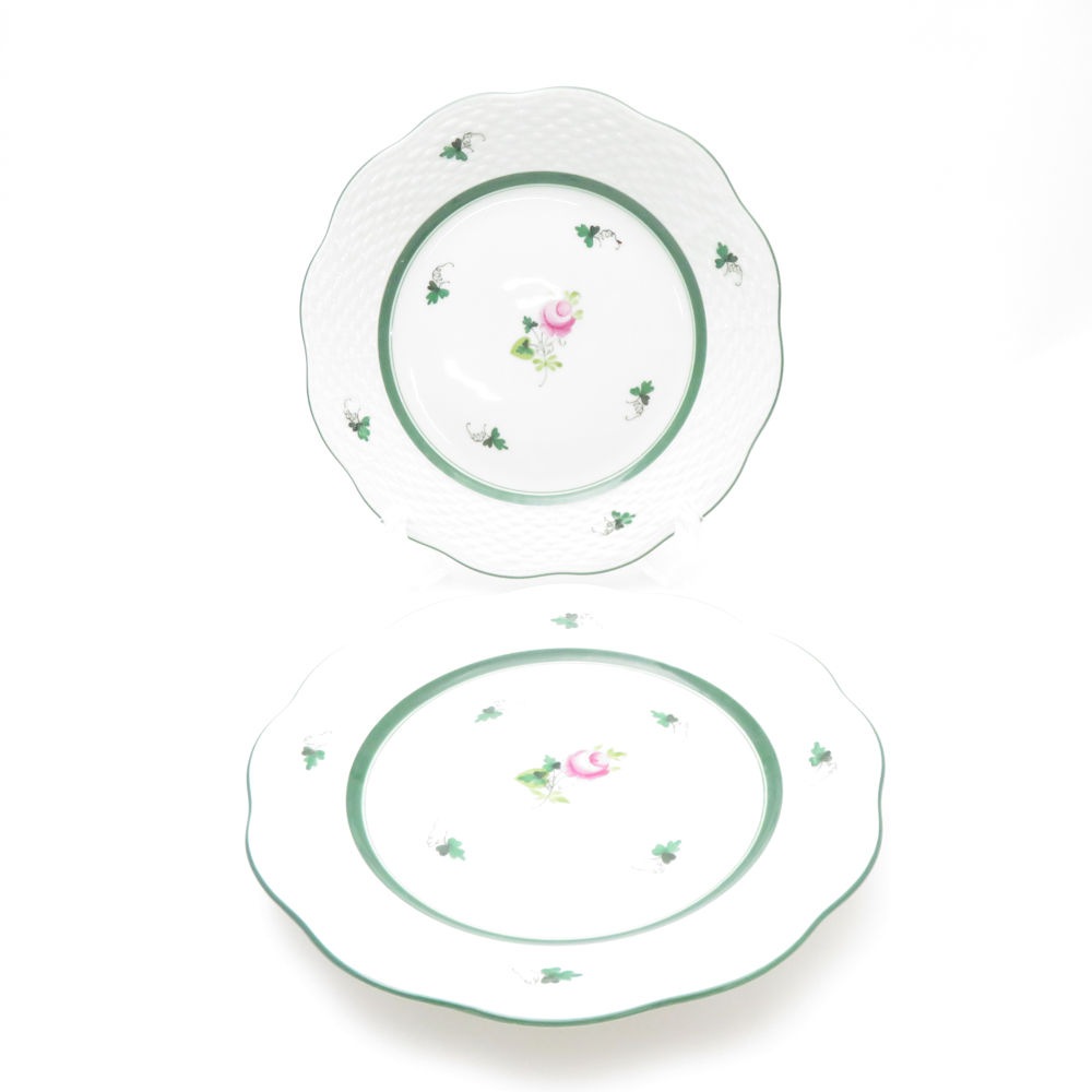 美品 Herend ヘレンド ウィーンの薔薇 VRH 517 中皿 2枚 ペア 19cmデザートプレート バラ SU12693R1 【中古】