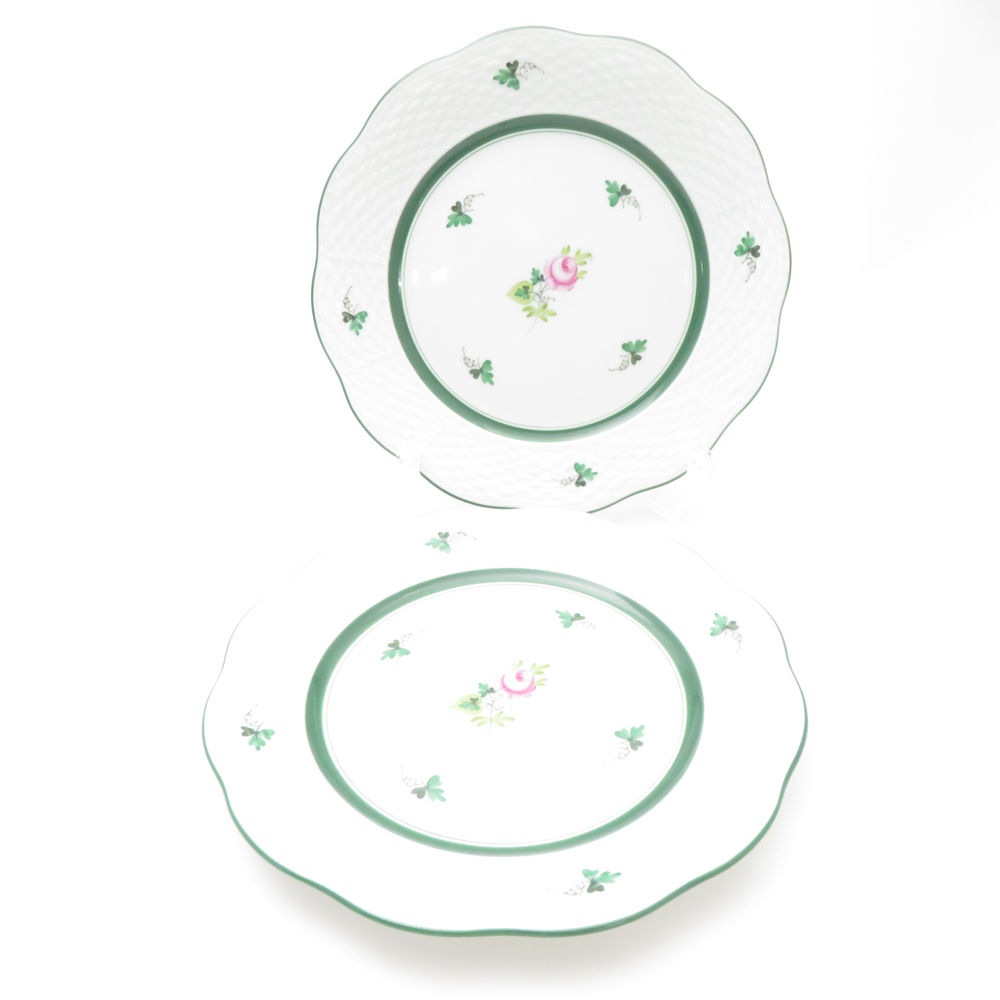 美品 Herend ヘレンド ウィーンの薔薇 VRH 517 中皿 2枚 ペア 19cmデザートプレート バラ SU12694R1 【中古】