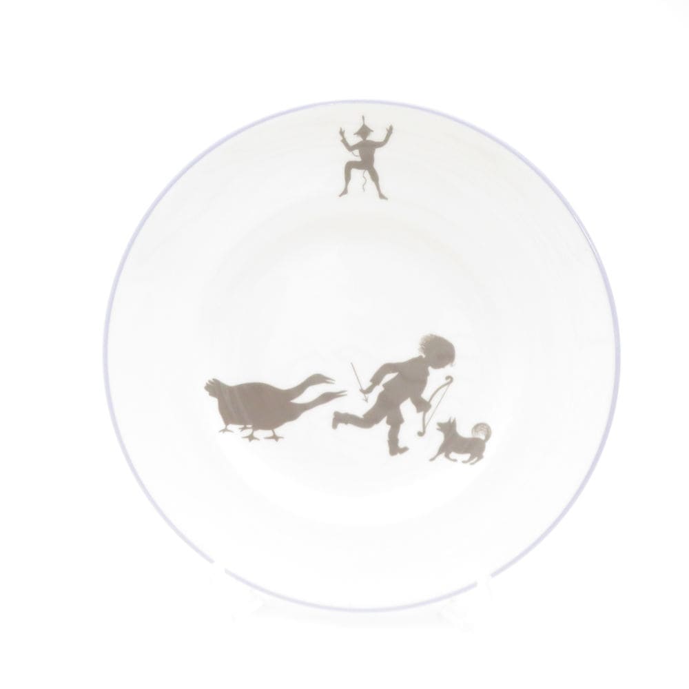 未使用 HERMES エルメス SILHOUETTES シルエット 中皿 20cmプレート 少年 犬 鳥 SC8293L1 【中古】