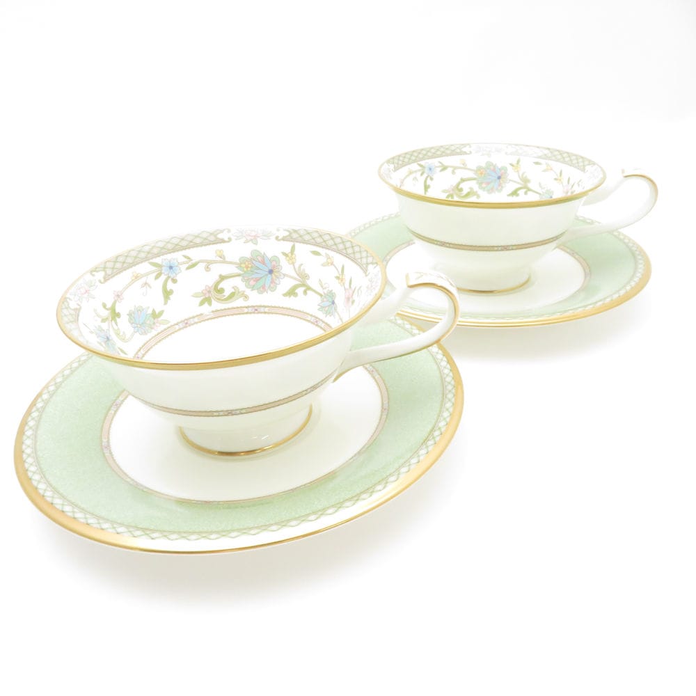 美品 Noritake ノリタケ YOSHINO ヨシノ カップ＆ソーサー 2客 ペア 花柄 フラワー SC8305G1 【中古】