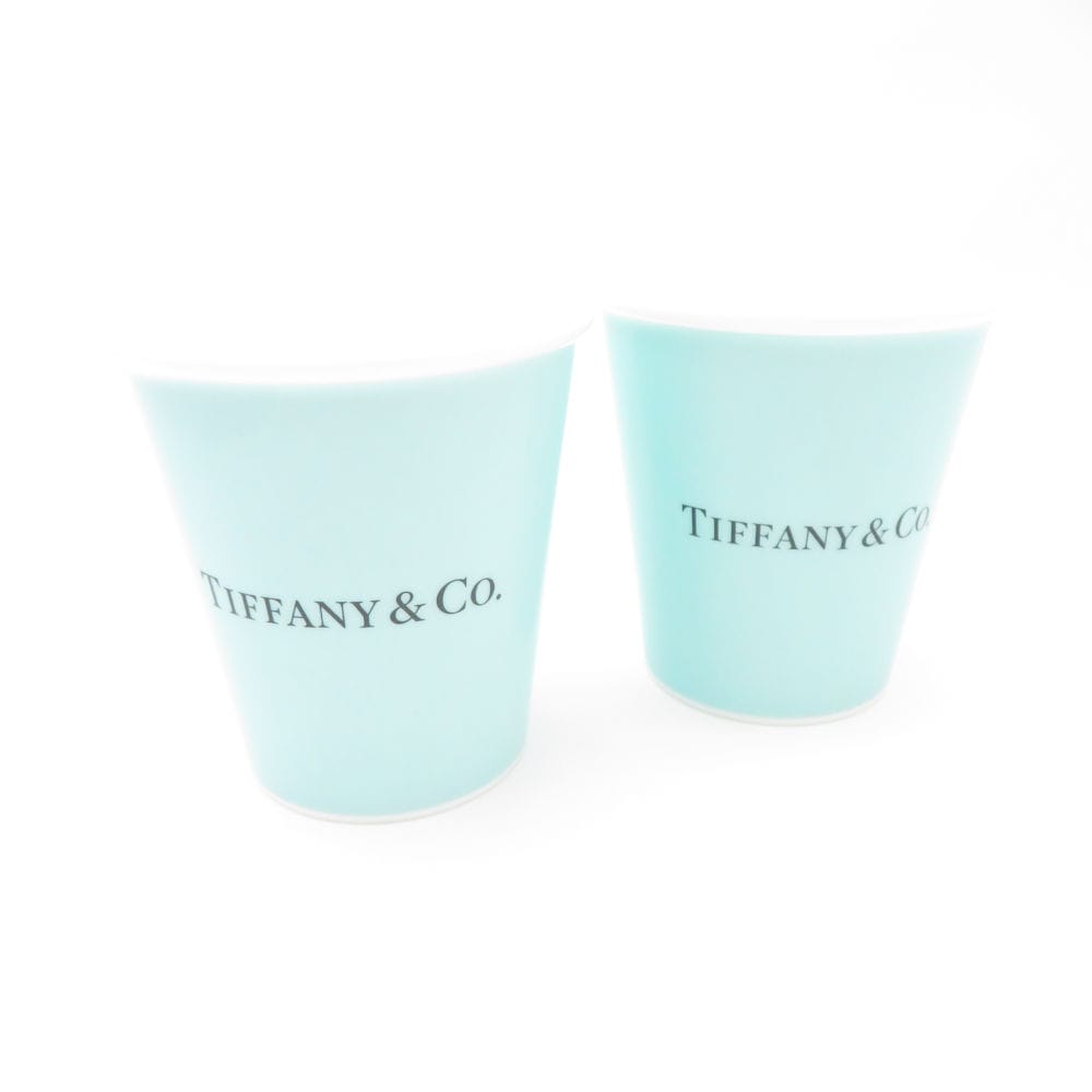 美品 TIFFANY＆Co. ティファニー エブリデイ オブジェクト コーヒーカップ 2点 ペア ティファニーブルー ペーパーカップ SC8174B3 【中古】