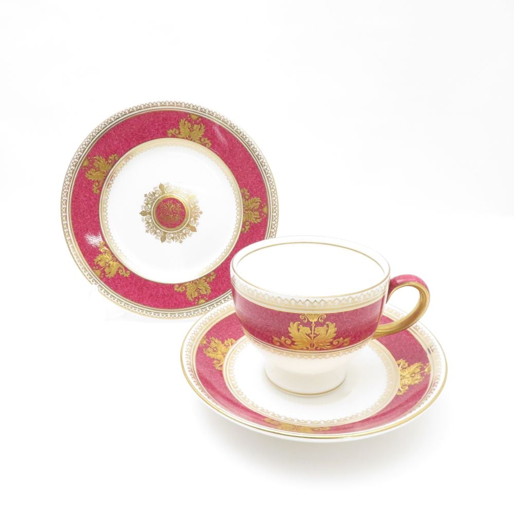 WEDGWOOD ウェッジウッド コロンビアパウダールビー ティーカップ＆ソーサー 中皿 2点 セット 15cmプレート リー SC8372C2 【中古】