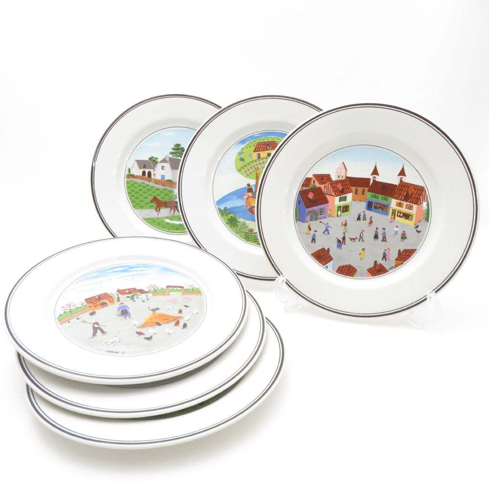 Villeroy&Boch ビレロイ＆ボッホ ナイーフ LAPLAU 中皿 6枚 セット 21cmプレート 絵皿 絵変わり 飾皿 SC8354C2 【中古】