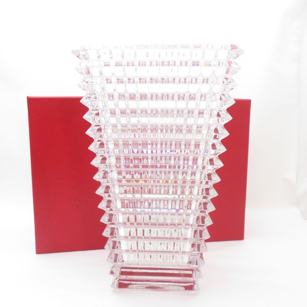 Baccarat バカラ アイベース スクウェア L 花瓶 クリア H30cm フラワーベース 花びん 花器 SC8272Z 【中古】