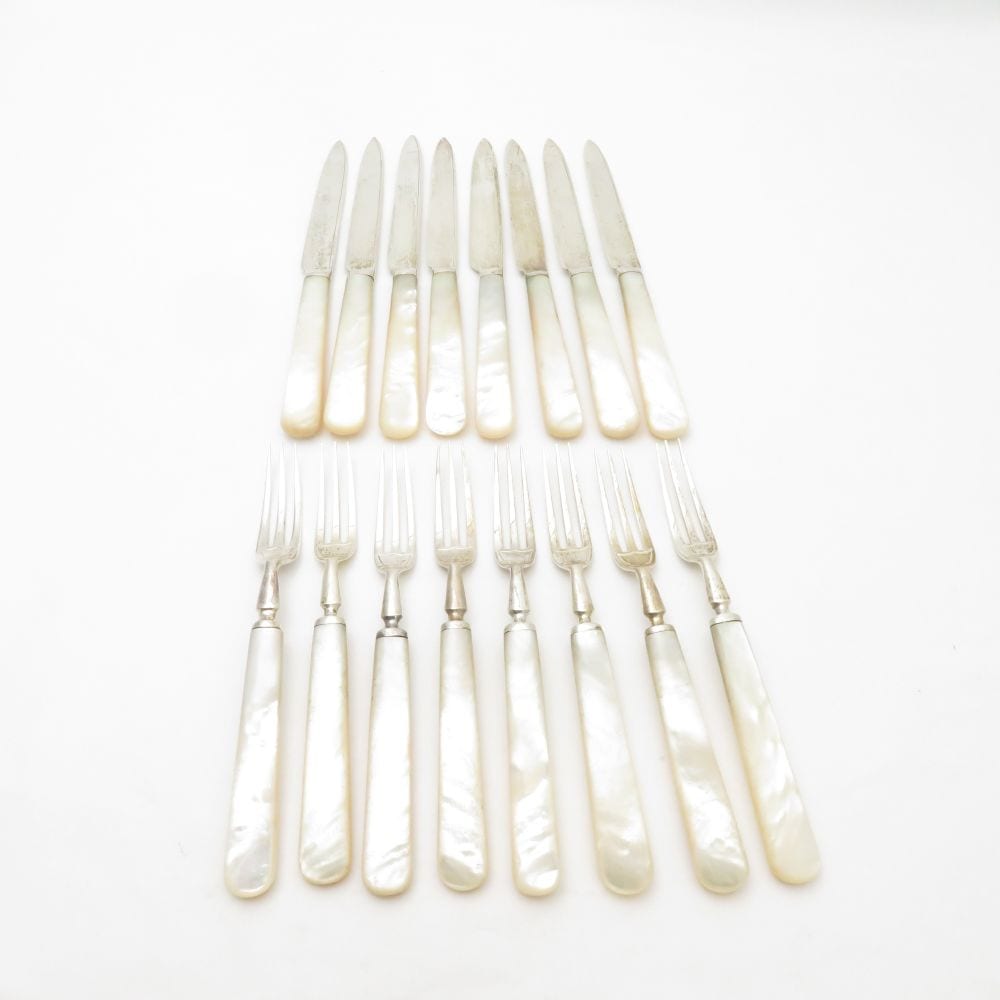 MAPPIN&WEBB マッピン＆ウェッブ M&W フォーク ナイフ 16点 白蝶貝 マザーオブパール レア 希少 セット SY12869C1 【中古】