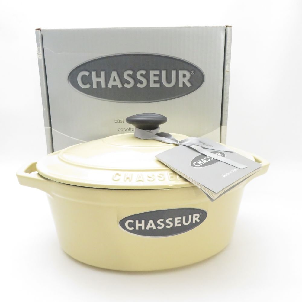 未使用 CHASSEUR シャスール オーバルキャセロール 25cm 両手鍋 料理 調理 CREAM クリーム SY12871Z 【中古】