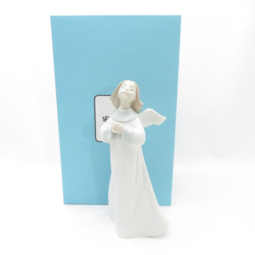 未使用 LLADRO リヤドロ 6788 天使の願い フィギュリン 陶器人形 置物 エンジェル 女の子 SC8371Z 【中古】