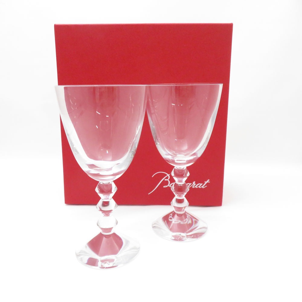 美品 Baccarat バカラ ベガ ワイングラス 2客 クリスタル ペア H18  