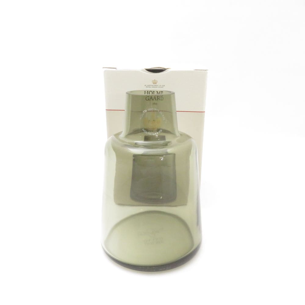 美品 Holmegaard ホルムガード フローラ 花瓶 12cm ショート スモーク ベース 花びん SC8235E2 【中古】