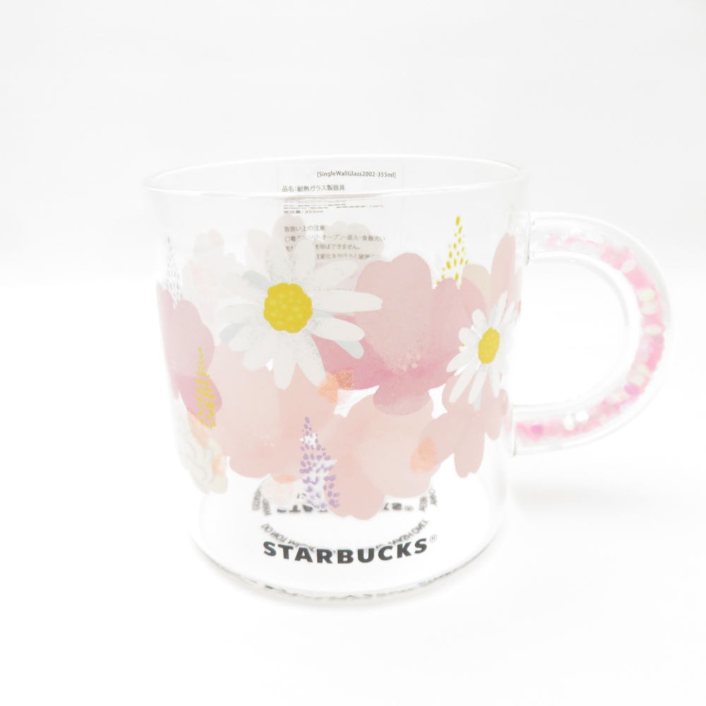 未使用 STARBUCKS スターバックス SAKURA2021 ビーズハンドル 耐熱ガラスマグ ガラス 355ml コップ スタバ さくら 桜 SC8399F1 【中古】