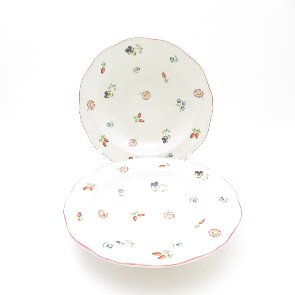 Villeroy&Boch ビレロイ＆ボッホ プチフルール スーププレート 2枚 ペア 20cm 花柄 中皿 深皿 ディープ SC8366F1 【中古】