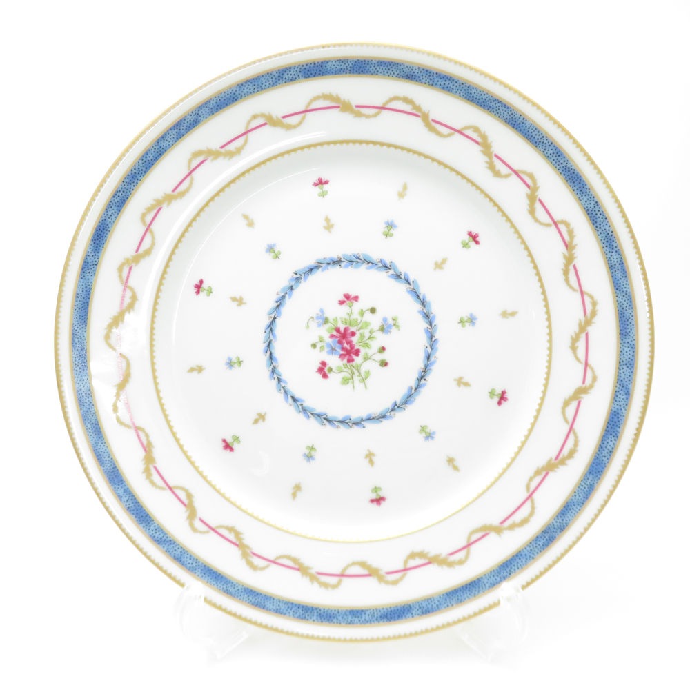 美品 HAVILAND アビランド リモージュ ヴューパリ ブルー 中皿 25cmディナープレート 金彩 青 花 フラワー SU12785G2 【中古】