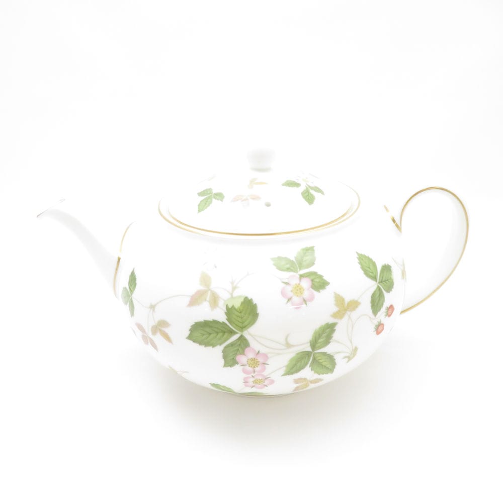 美品 WEDGWOOD ウェッジウッド ワイルドストロベリー ティーポット Lサイズ 茶器 黒壺ロゴ 英国 SU12790G2 【中古】