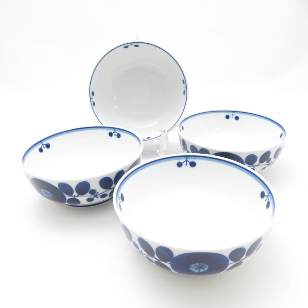 HAKUSAN JAPAN 白山陶器 BLOOM ブルーム リース ボウル 4枚 S セット 12.5cm 深皿 鉢 碗 波佐見焼 SU12881E2 【中古】