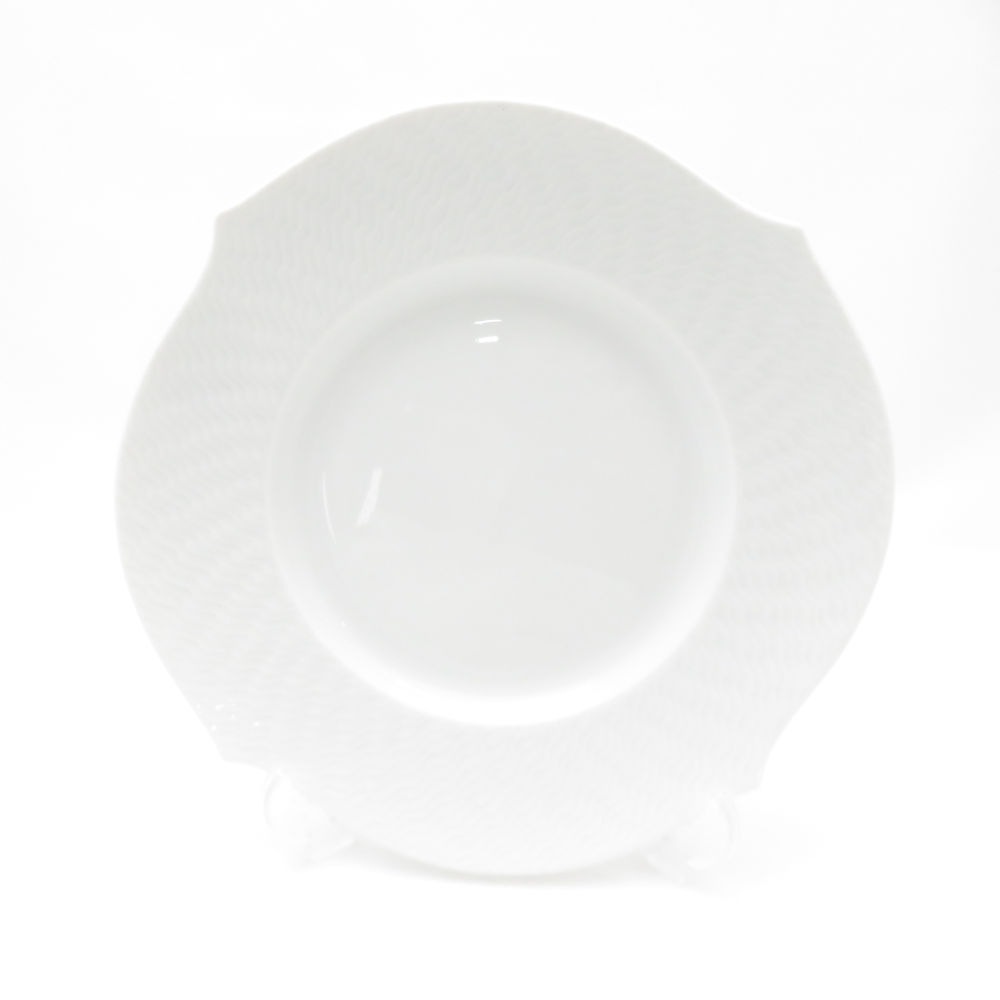 美品 MEISSEN マイセン 波の戯れ ホワイト 中皿 19cmデザートプレート 白磁 テーブルウェア SU12763F1 【中古】